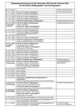 Gottesdienstordnung vom 9.Nov. 2015 bis 28.Feb. 2016. (SG fertig )