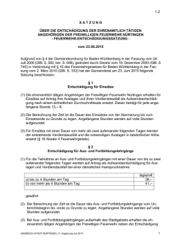 Feuerwehr Entsch&auml;digungssatzung