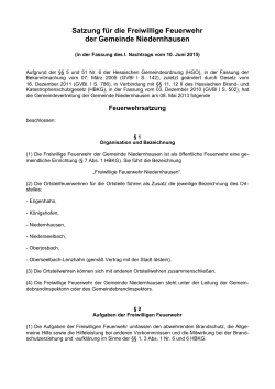 Satzung für die Freiwillige Feuerwehr der Gemeinde Niedernhausen