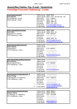 Feuerwehr Anschriften - Gemeinde Katlenburg