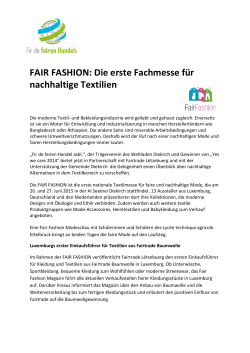 Pressemitteilung zur FAIR FASHION Fachmesse.