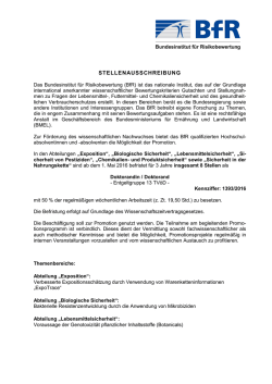 Doktorandin/Doktorand (insgesamt 8 Stellen) in den Abteilungen