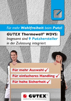 F&uuml;r mehr Wahlfreiheit beim Putz! GUTEX Thermowall&reg; WDVS