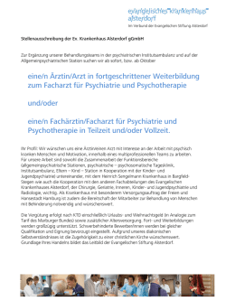 eine/n &Auml;rztin/Arzt in fortgeschrittener Weiterbildung zum Facharzt f&uuml;r