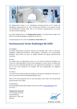 Assistenzarzt/-ärztin Radiologie 80-100%