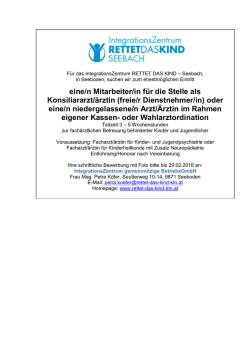 eine/n Mitarbeiter/in f&uuml;r die Stelle als Konsiliararzt/&auml;rztin (freie/r