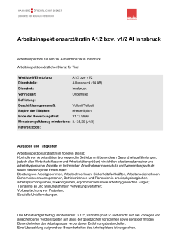 Arbeitsinspektionsarzt/ärztin A1/2 bzw. v1/2 AI Innsbruck