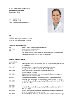 Dr. med. Catrina Uhlmann Nussbaum Leitende &Auml;rztin Onkologie
