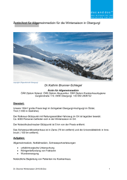 Ärztin/Arzt für Allgemeinmedizin für die Wintersaison in Obergurgl Dr
