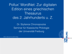 Pollux` WordNet: Zur digitalen Edition eines griechischen Thesaurus
