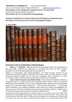 Drucke des 17 bis 19. Jahrhunderts / W&uuml;rttembergica