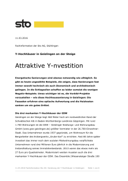 sto: Attraktive Y-nvestition - Y-Hochhäuser in Geislingen an der Steige