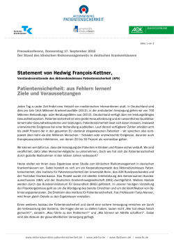 Statement von Hedwig François-Kettner, Patientensicherheit: aus
