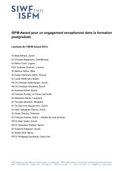 ISFM-Award pour un engagement exceptionnel dans la