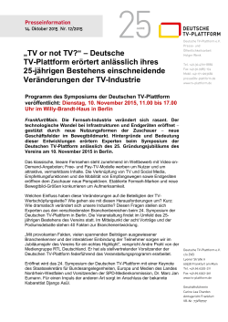 „TV or not TV?“ – Deutsche TV-Plattform erörtert anlässlich ihres 25