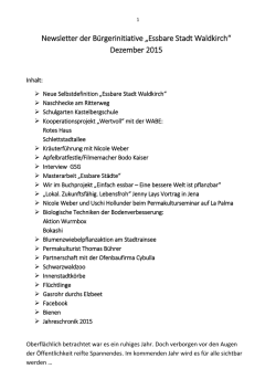 Newsletter der Bürgerinitiative „Essbare Stadt Waldkirch“ Dezember