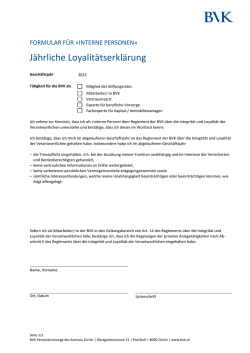 J&auml;hrliche Loyalit&auml;tserkl&auml;rung
