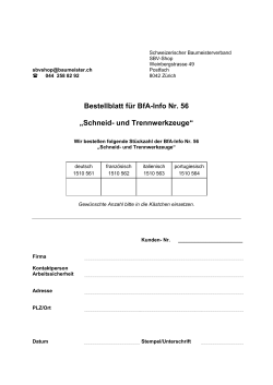 Bestellblatt für BfA-Info Nr. 56 „Schneid- und Trennwerkzeuge“