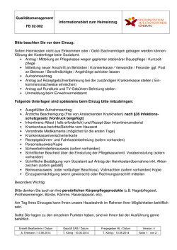 Informationsblatt zum Heimeinzug