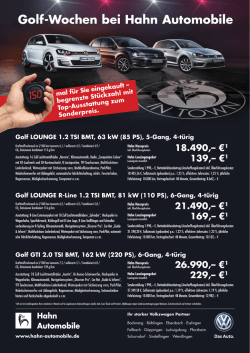 Golf-Wochen bei Hahn Automobile