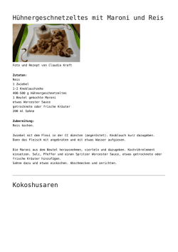 H&uuml;hnergeschnetzeltes mit Maroni und Reis,Kokoshusaren,Erdnuss