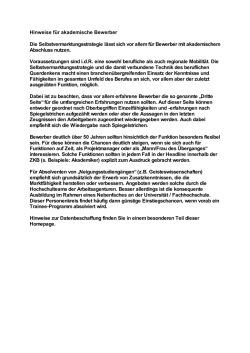 Hinweise f&uuml;r akademische Bewerber Die