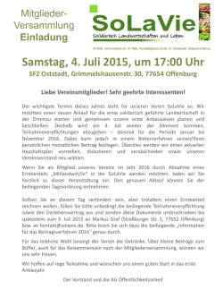 Dokumente zur MV - SoLaVie Offenburg/Ortenau