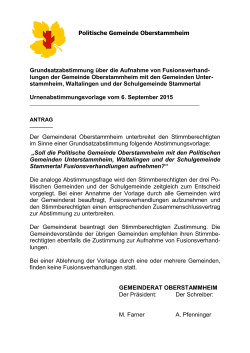 Politische Gemeinde Oberstammheim Grundsatzabstimmung über