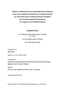 Einfluss modifizierter Herz-Lungen-Maschinen