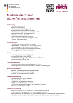Halbzeitbilanz: Modernes Recht und starker Verbraucherschutz