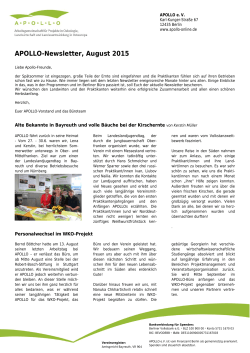 APOLLO-Newsletter, August 2015
