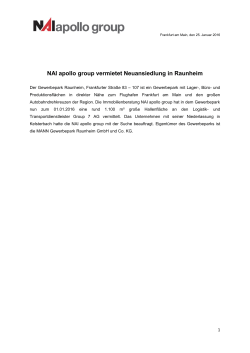 NAI apollo group vermietet Neuansiedlung in Raunheim (Link zur