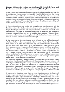 Leipziger Erklärung der Institute und Abteilungen