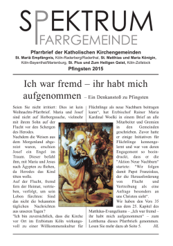 Ich war fremd &ndash; ihr habt mich - Kirchengemeinden