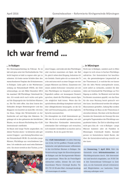 Ich war fremd &hellip; - Reformierte Kirchgemeinde M&uuml;nsingen