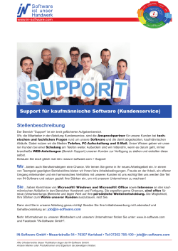 Support für kaufmännische Software (Kundenservice) - IN