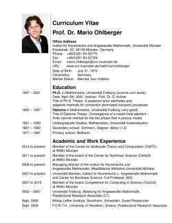 Curriculum Vitae Prof. Dr. Mario Ohlberger