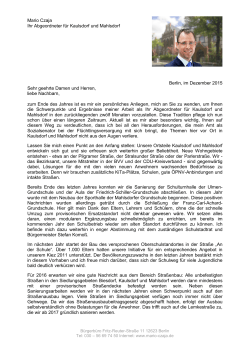 Brief an die Bürger von Mahlsdorf und Kaulsdorf 2015