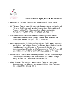 Literaturempfehlungen &bdquo;Mario & der Zauberer&ldquo; &bull; Mario und der