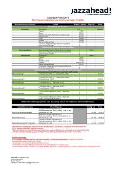 Teilnahmeoptionen und Preisübersicht jazzahead! 2016