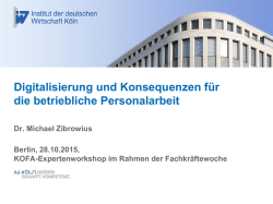 Digitalisierung und Konsequenzen f&uuml;r die betriebliche