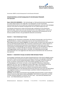 GREXIT und die Konsequenzen f&uuml;r die Schweizer Wirtschaft