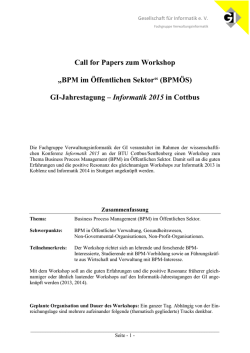 Call for Papers zum Workshop „BPM im Öffentlichen Sektor