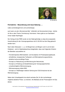 Fernw&auml;rme &ndash; Neuordnung und neue Satzung &hellip;.