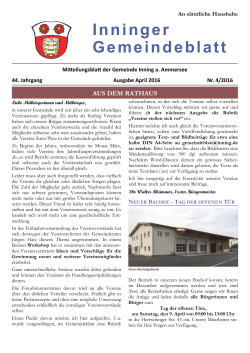 Gemeindeblatt April 2016 - Gemeinde Inning a. Ammersee