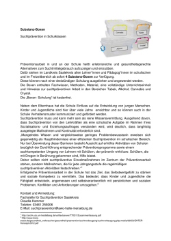 Substanz- Boxen zur Suchtprävention in Schulklassen