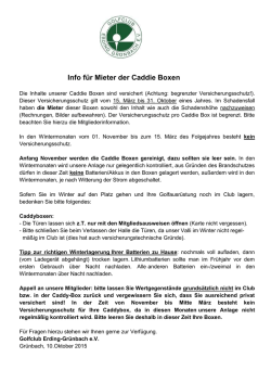 Info f&uuml;r Mieter der Caddie Boxen - Golfclub Erding