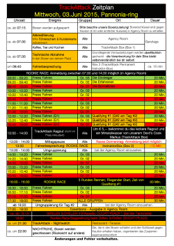 TrackAttack Zeitplan Mittwoch, 03.Juni 2015, Pannonia-ring