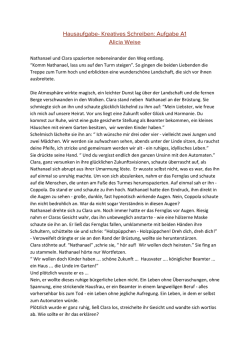 Hausaufgabe- Kreatives Schreiben: Aufgabe A1 Alicia Weise