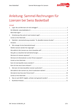 Anleitung: Sammel-Rechnungen für Lizenzen bei Swiss Basketball
